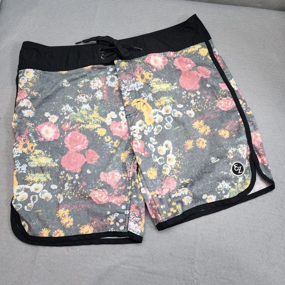 Ezekiel Board Shorts Black Floral Print Surf Trunks‎ Mens 34